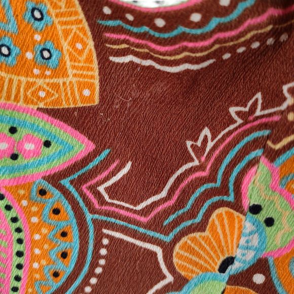 Vintage 70s Volup Dayglow Caftan Kaftan Size 1X/2X  Floral Acrylic Barkcloth - Picture 9 of 11